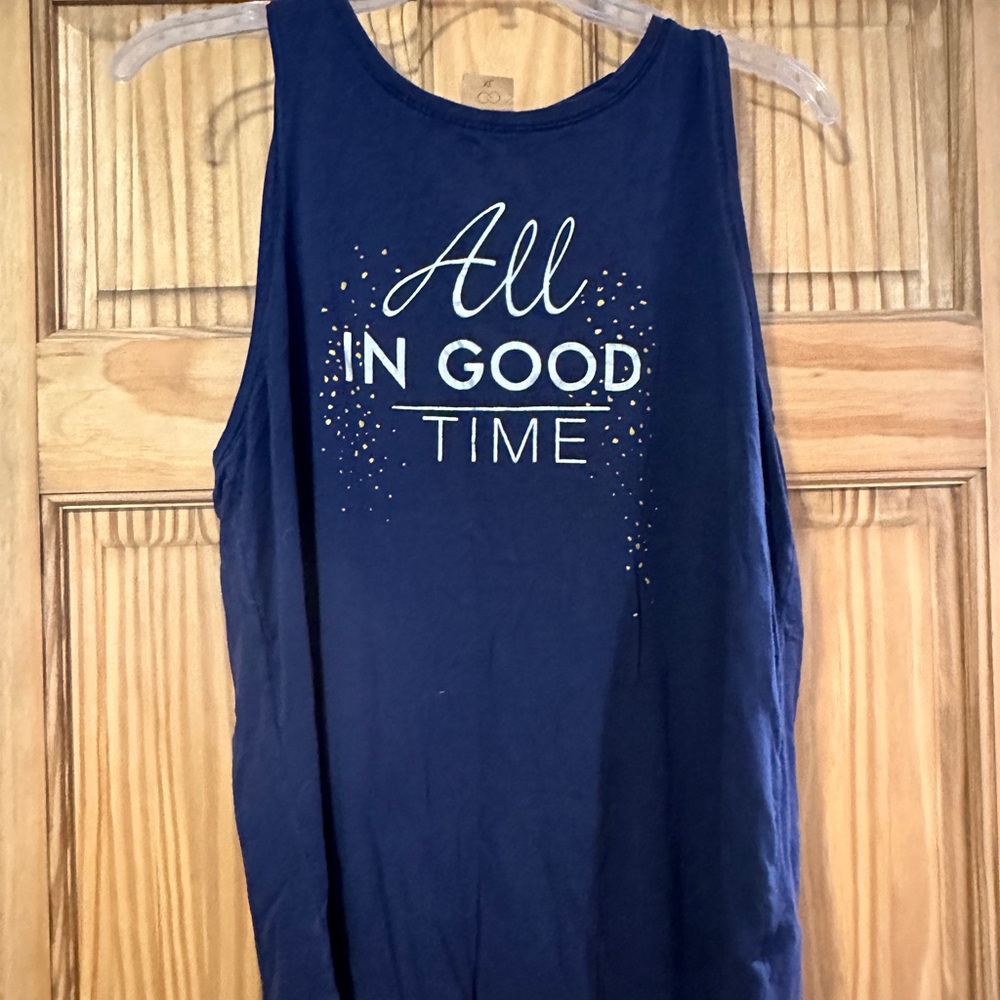 Navy Sleeveless Graphic Tank Top